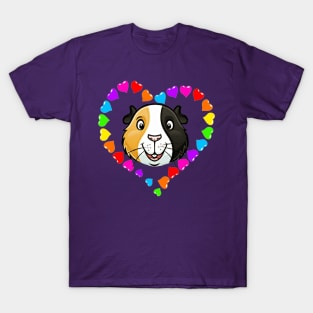 Rainbow Heart Guinea Pig Face T-Shirt